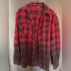 Fashion Nova Red and Black Checkered Men's Shirt